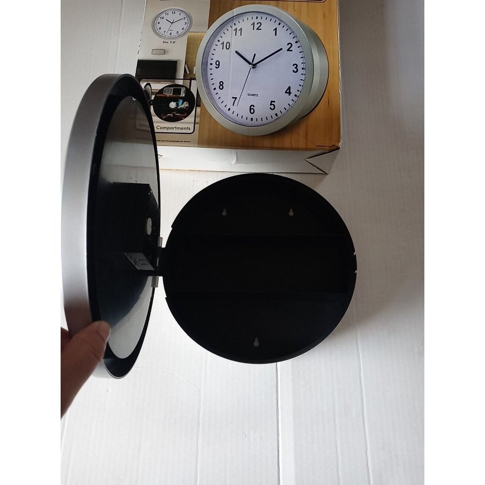 Wall Clock With Hidden Safe Compartment Secret Storage Valuables Cash Box - Picture 5 of 13